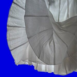 Camille La Vie White 100% Cotton Lined Two-Layer Flounce Full S Skirt Flowy